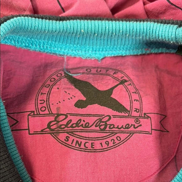 Vintage 1990s Pink Striped Crewneck pullover windbreaker Eddie Bauer size small - Picture 4 of 6